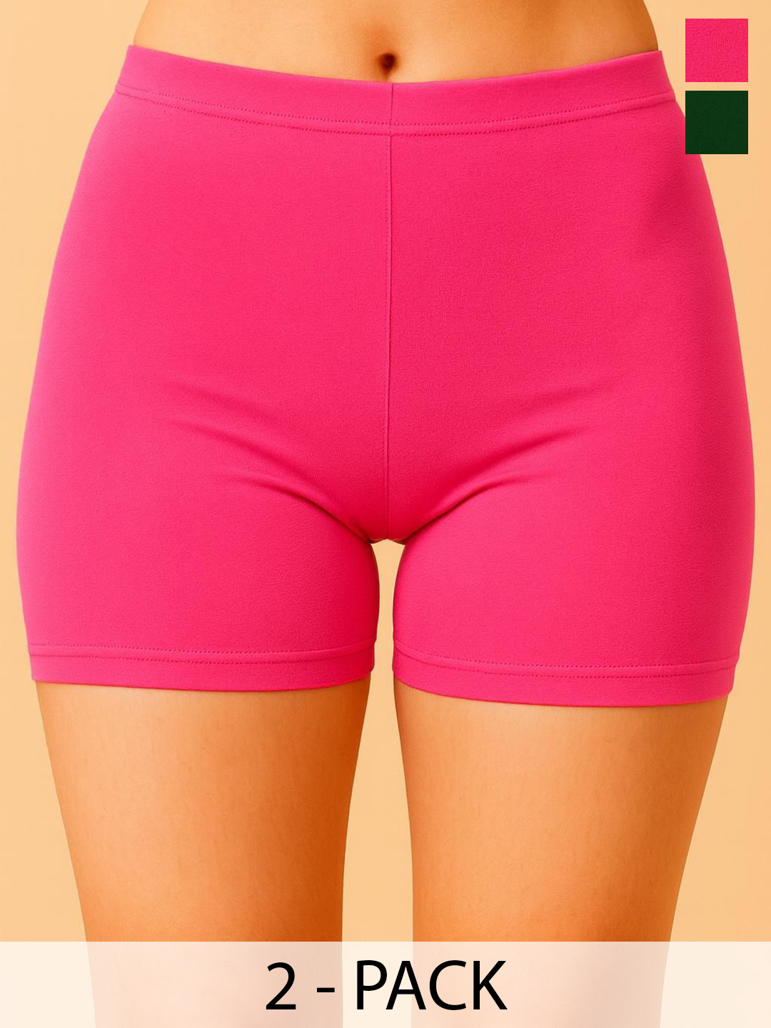 Apraa & Parma Pack of 2 Mid-Rise  Boyshort Briefs AP SBT-33 Rani pink,Olive XS-2