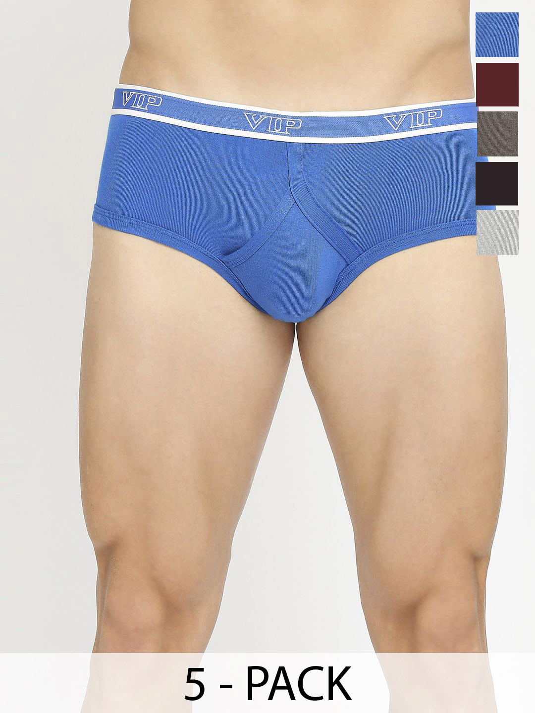 VIP Spector Pack Of 5 Assorted Pure Cotton Basic Briefs - VP-MI-BF-SPECT-1P-IN-PO5-80