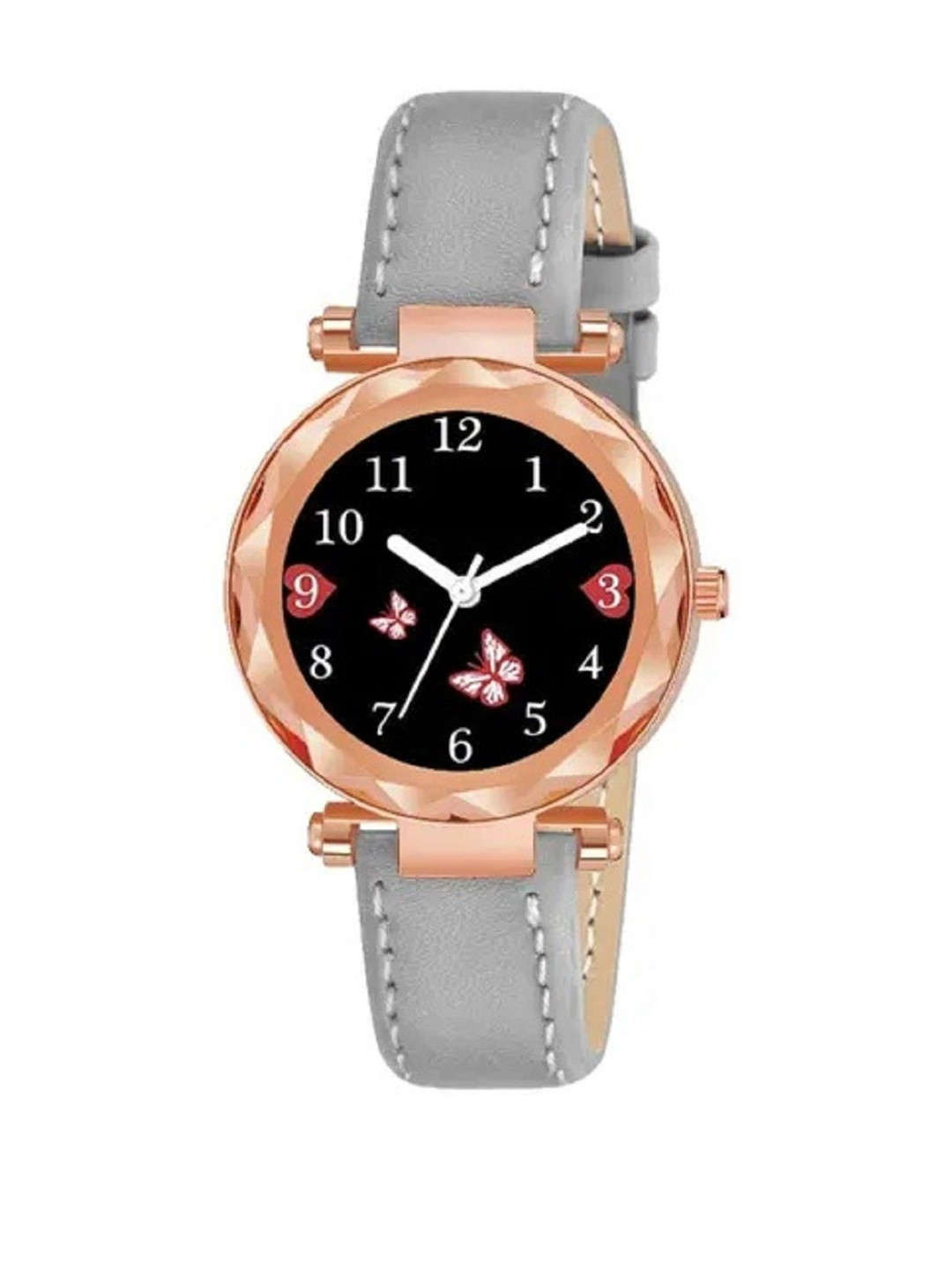 LAKSH Unisex Dial & Leather Straps Analogue Watch Fudedi Leather GreyWS