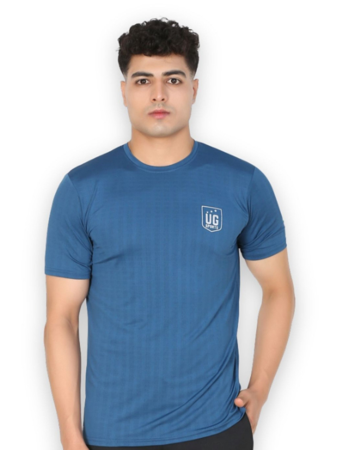 UG SPORTS Brand Logo Printed Round Neck Dri- Fit Sports T-shirt
