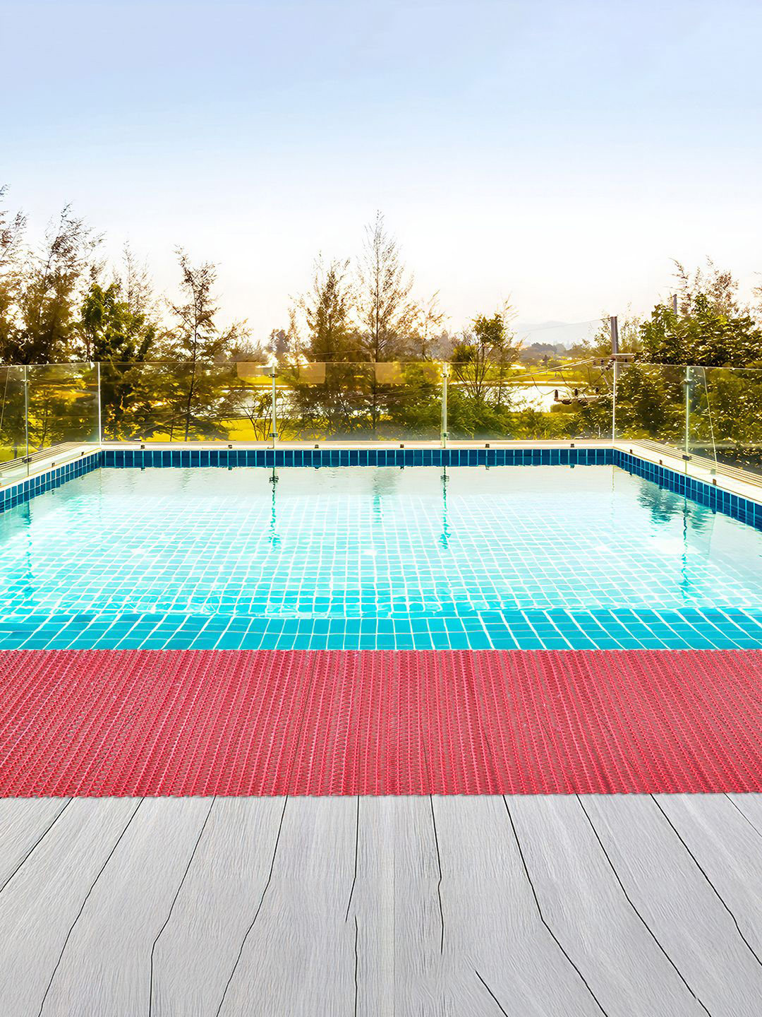 Kuber Industries Red 110-GSM Waterproof Long-Lasting Anti-Slip Bath Mat