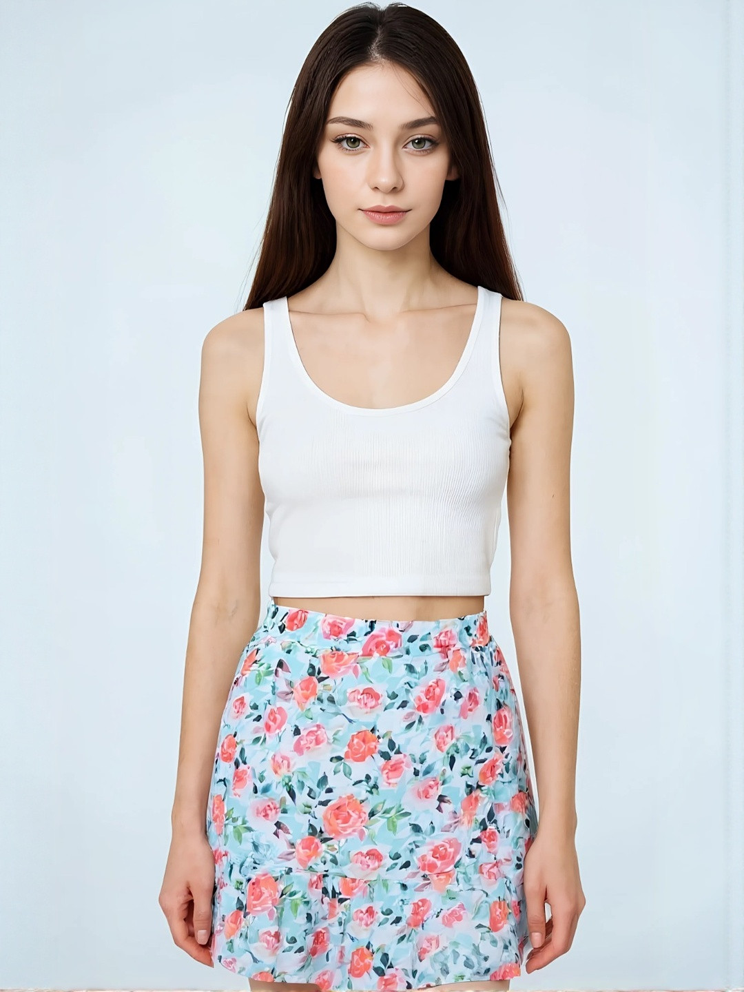 DressBerry Women Printed Frill Hem Mini Skirt