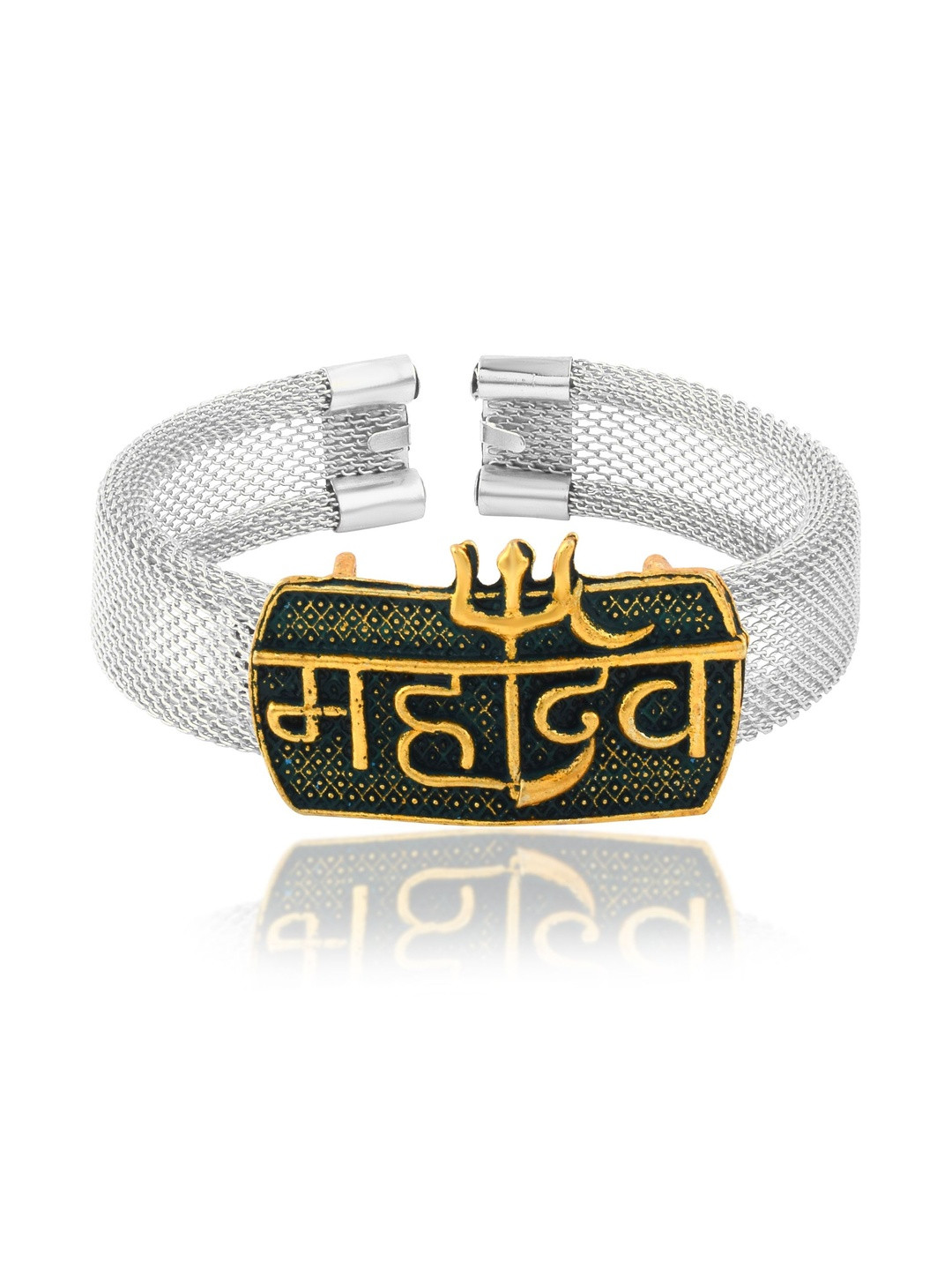 Missmister Unisex Brass Anti Tarnish Mahadev Silver-Plated Kada Bracelet