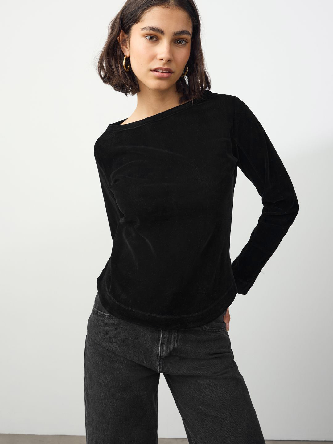 NEXT Boat Neck Velvet Top