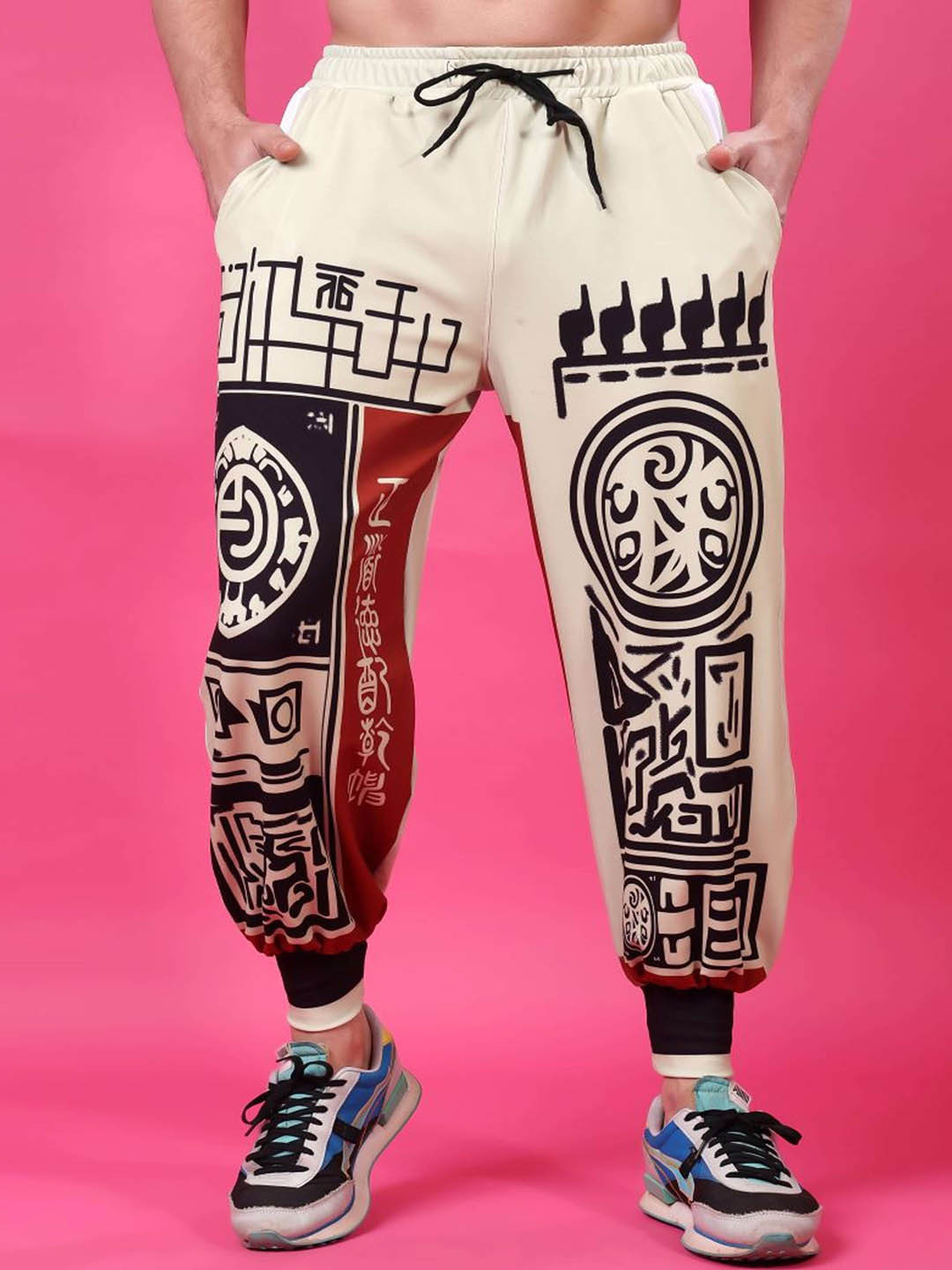 YELLOW TREE Men Graphic Printed Mid-Rise Relaxed-Fit Breathable Dry Fit Joggers