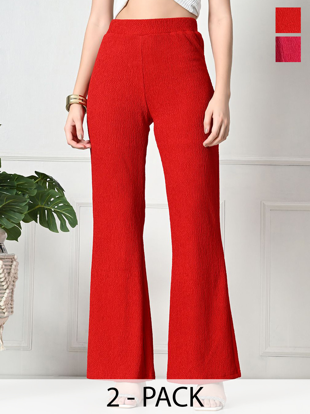 Brainbees Women Pink Bootcut High-Rise Casual Trousers