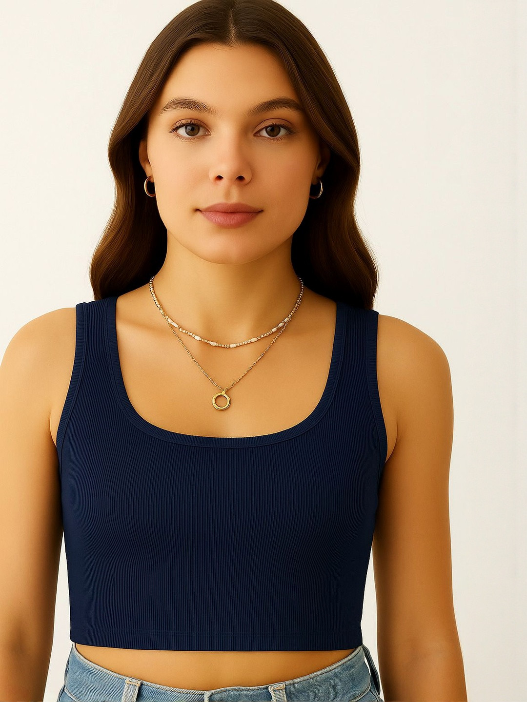 EXILION Women Cotton Ribbed Tank Crop Top