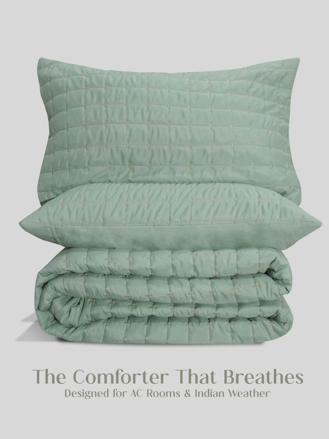 Home Crayons Green Heavy Winter 300 GSM Double Bed Comforter With Pillow Cover