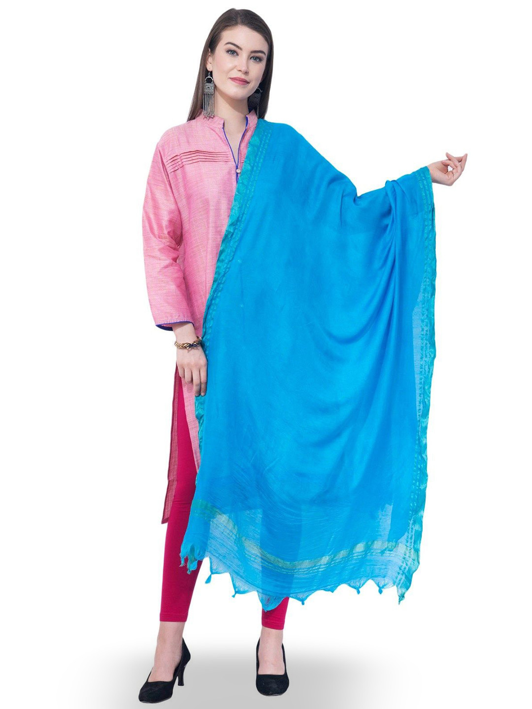 A R SILK DUPATTA HUB Woven Design Cotton Dupatta
