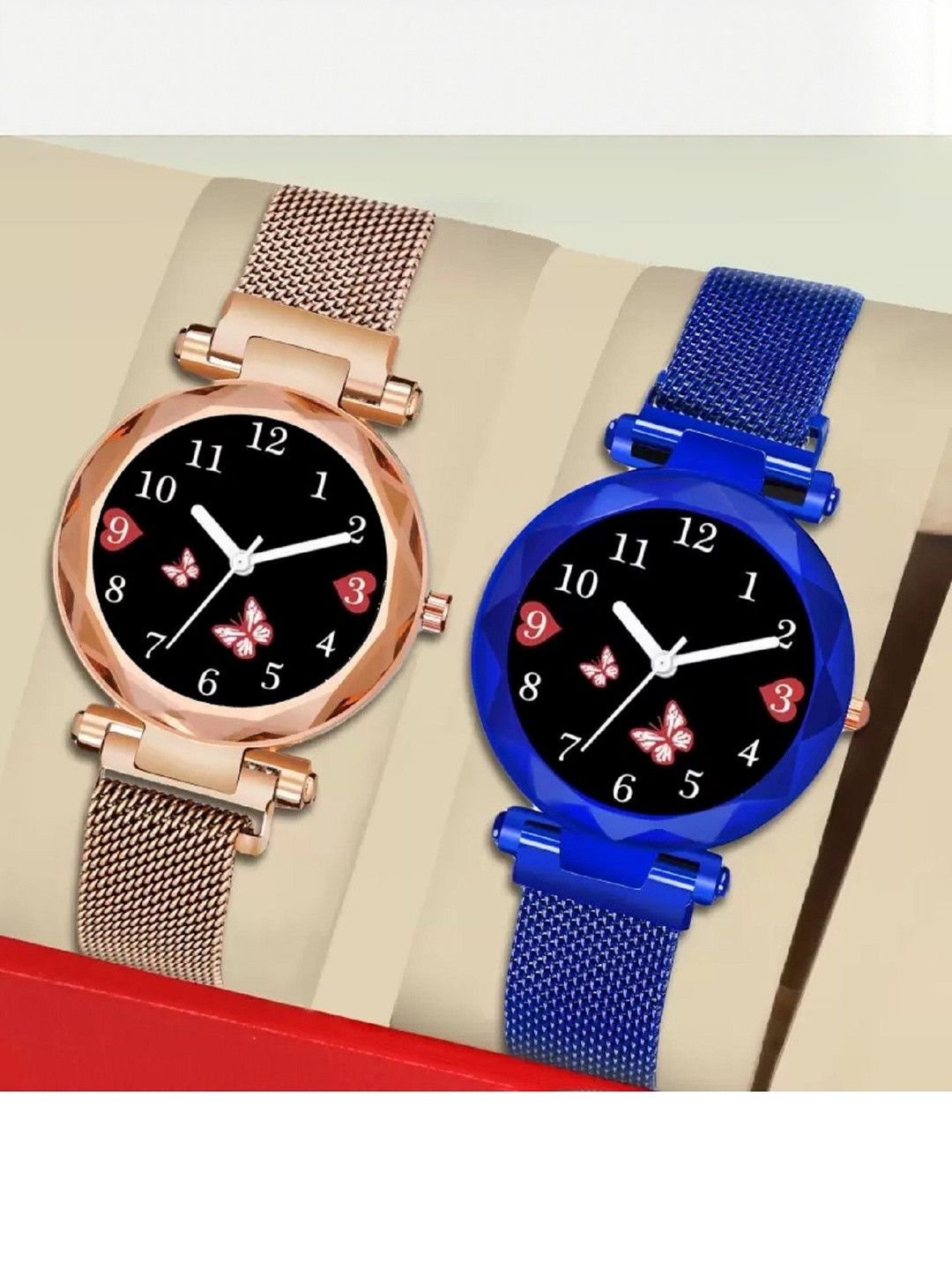 LAKSH Pack of 2 Dial & Leather Straps Analogue Watch