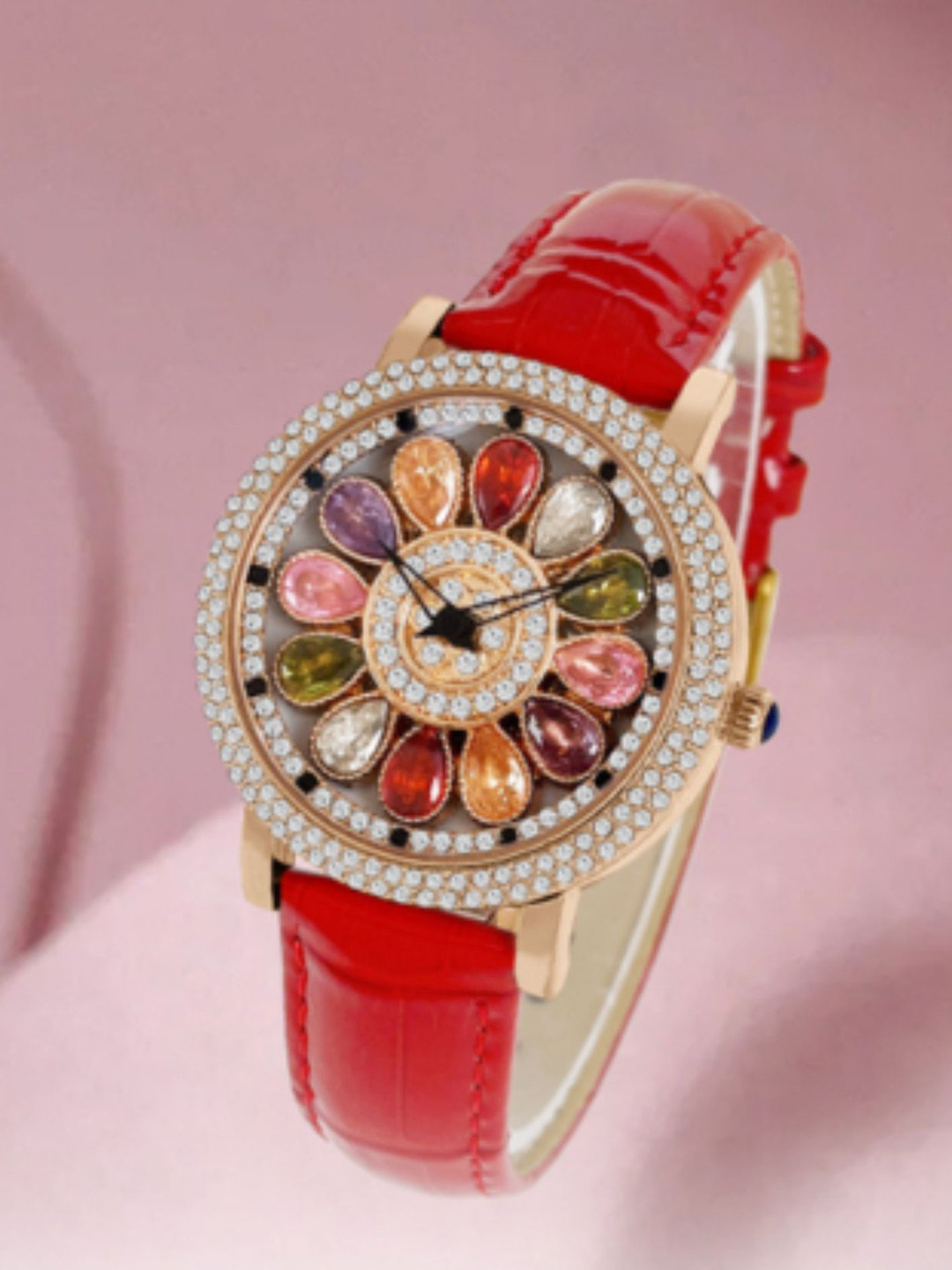 Belbi Women Embellished Dial & Leather Straps Analogue Watch BL44_735258602910