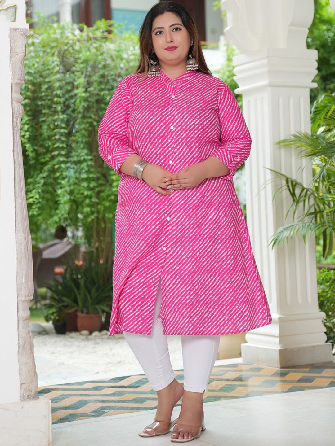 SINSINI Women Plus Size Leheriya Printed Kurta