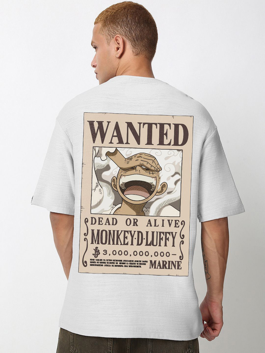 Bewakoof AIR Monkey D Luffy Graphic Printed Pure Cotton Oversized T-shirt