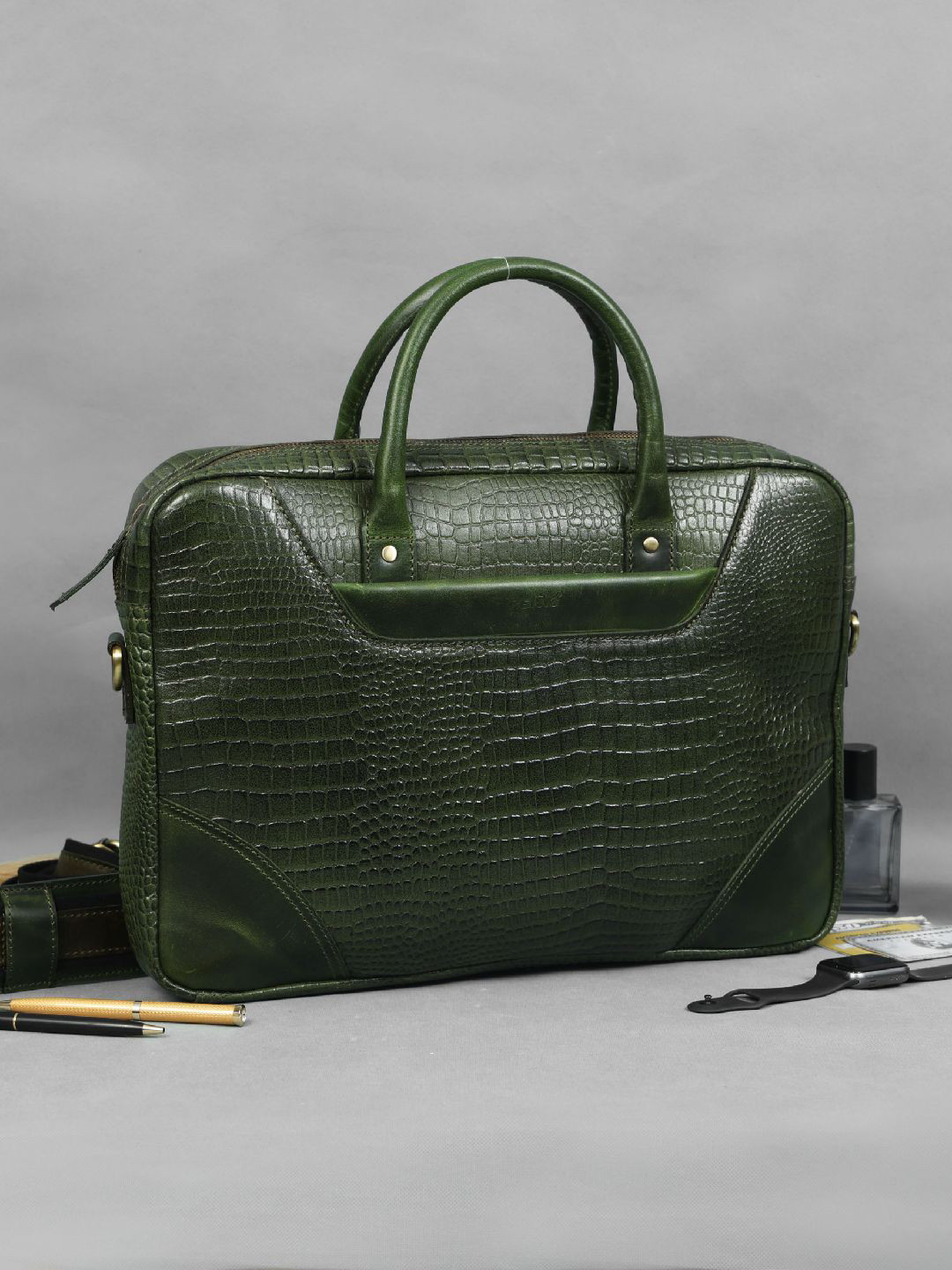 Celtic Textured Leather Oversized Structured Handheld Bag With Applique