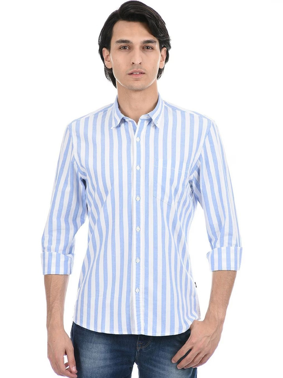 Eleni Trendz Men Vertical Stripes Formal Shirt