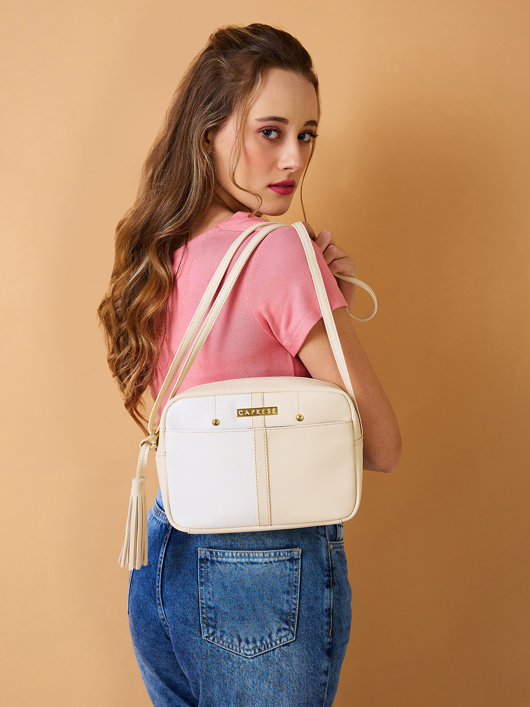 DressBerry X CAPRESE Sabreen Women Beige Small Sling Bag