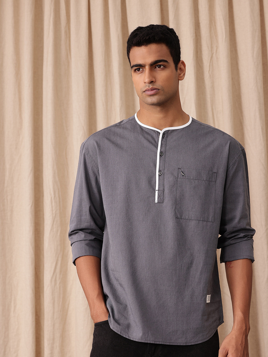 Mr Bowerbird Contrast Trim Casual Shirt