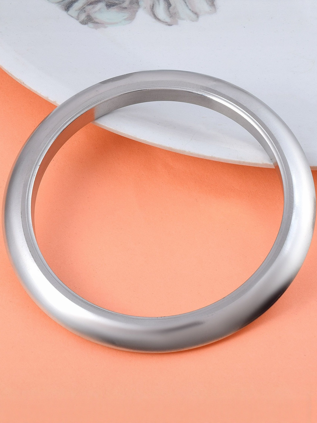 Missmister Unisex Pure 316L Grade Half Round Design Stainless Steel Kada Bangle