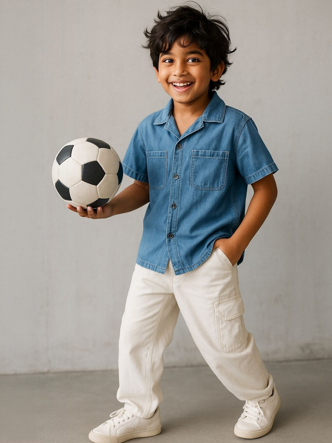 TALES & STORIES Kids Boys Blue Cotton Regular Fit Casual Shirt