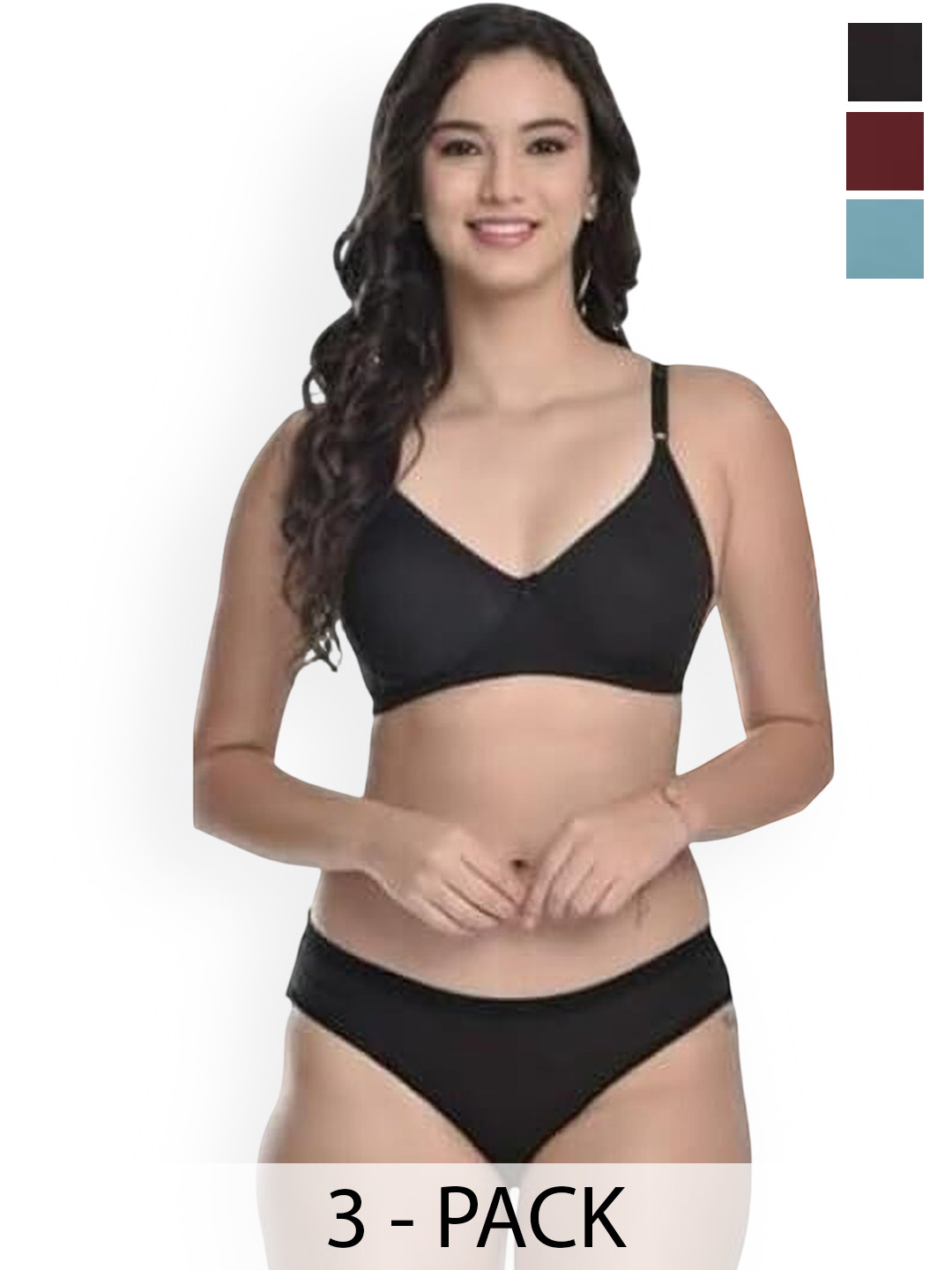 Rodley Pack Of 3 Cotton Lingerie Set