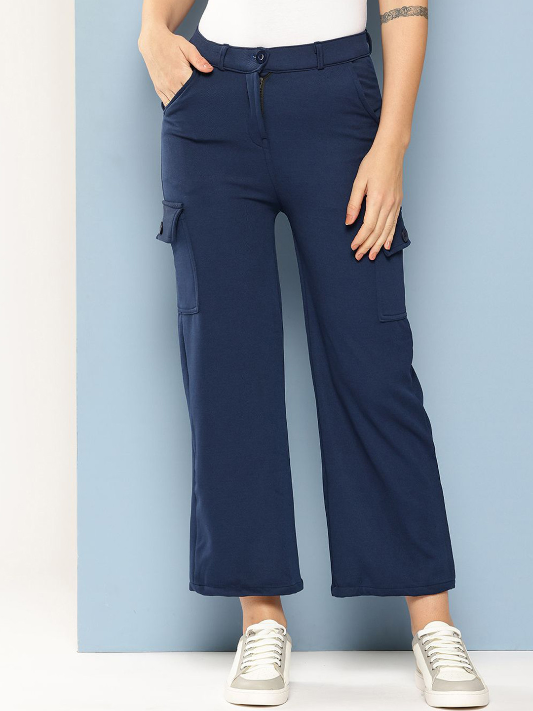 BAESD Women Loose Fit Cropped Cargos Trousers