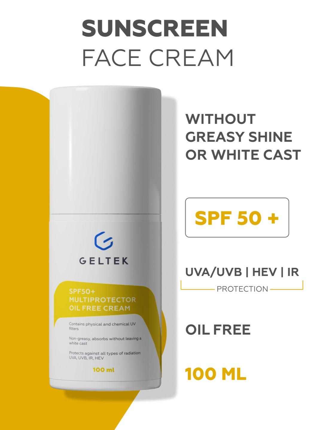 GELTEK SPF 50+ Multiprotector Oil Free Cream - 100 ml