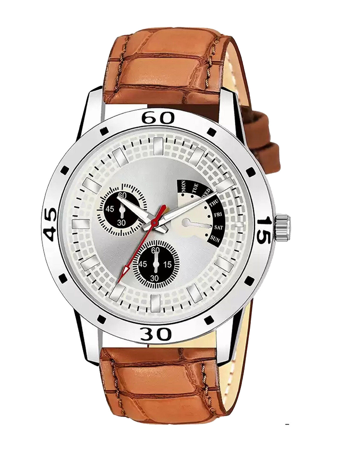 Blutech Men Printed Dial & Bracelet Style Straps Analogue Watch M99-Brown-belt