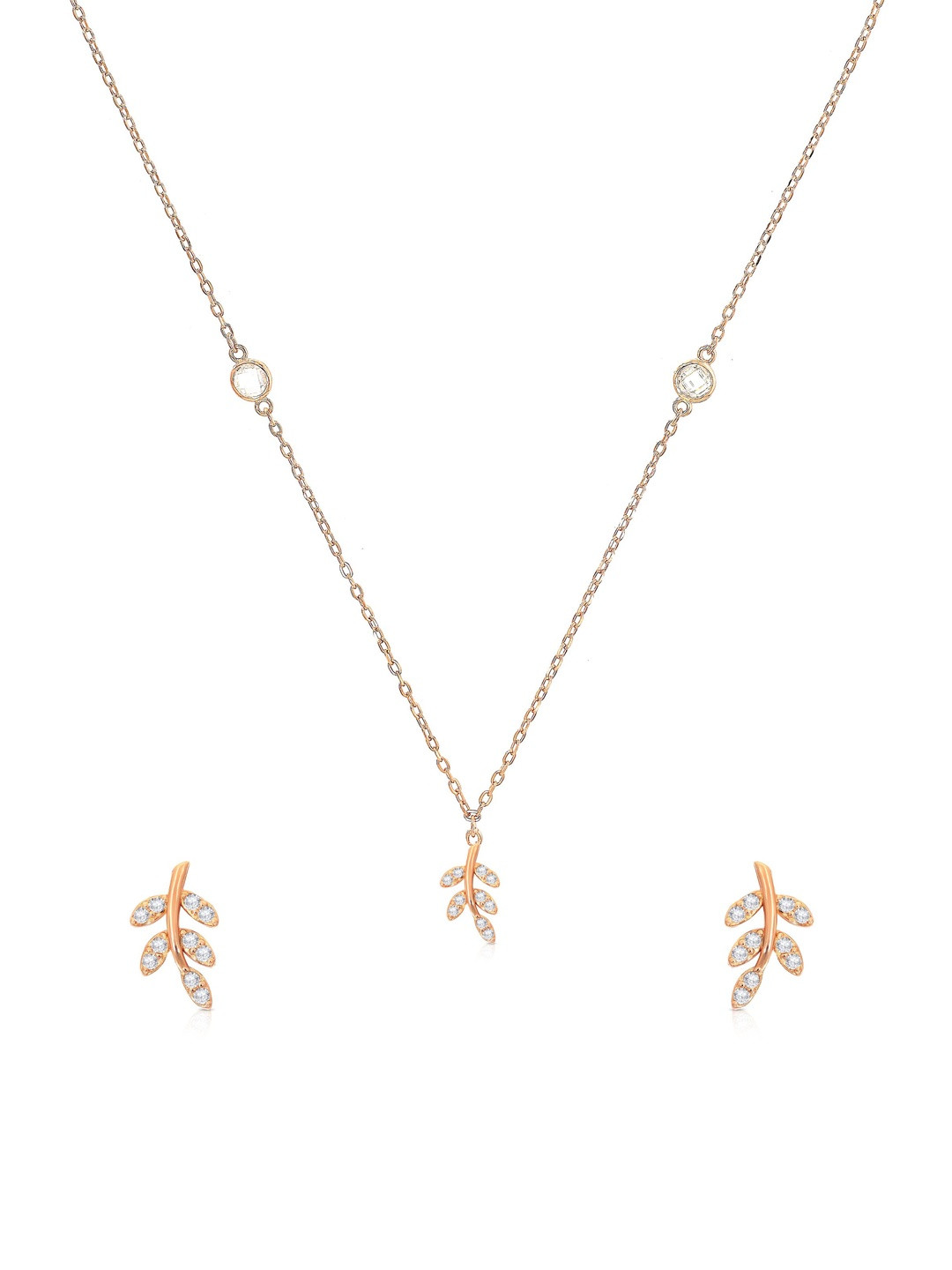 BHIMA 925 Sterling Silver Artificial Stones Studded Necklace and Earrings