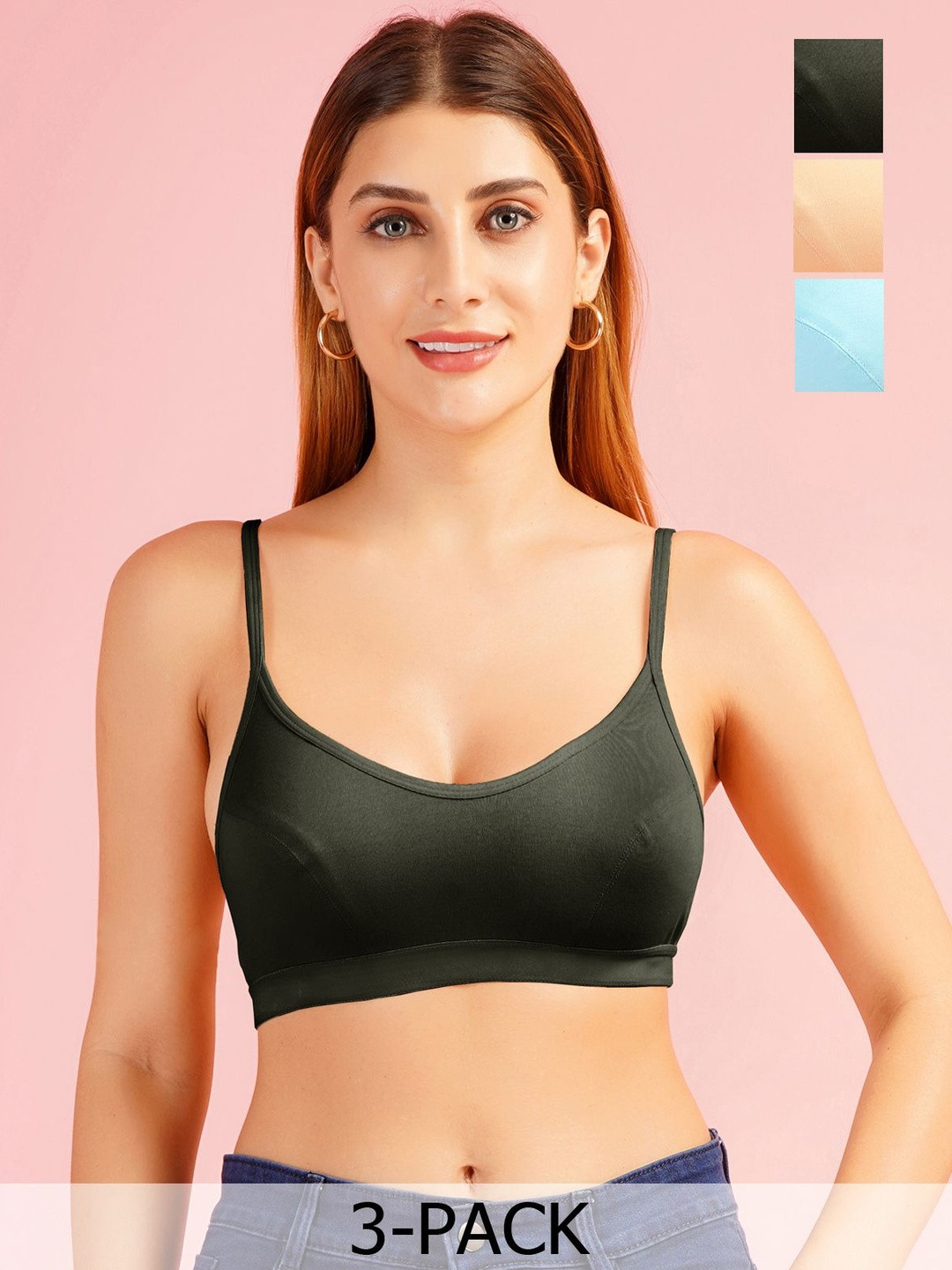 DressBerry Women Turquoise Blue Seamed Non Padded Beginner Sports Bra