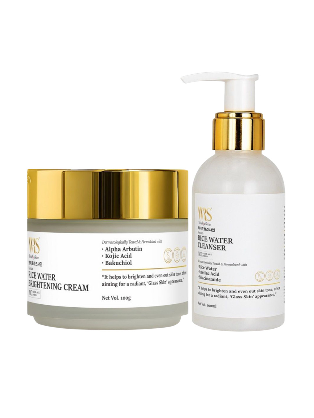 WHITEROSESHINE Set Of 2 Rice Water Brightening Cream-100 g & Cleanser-100 ml