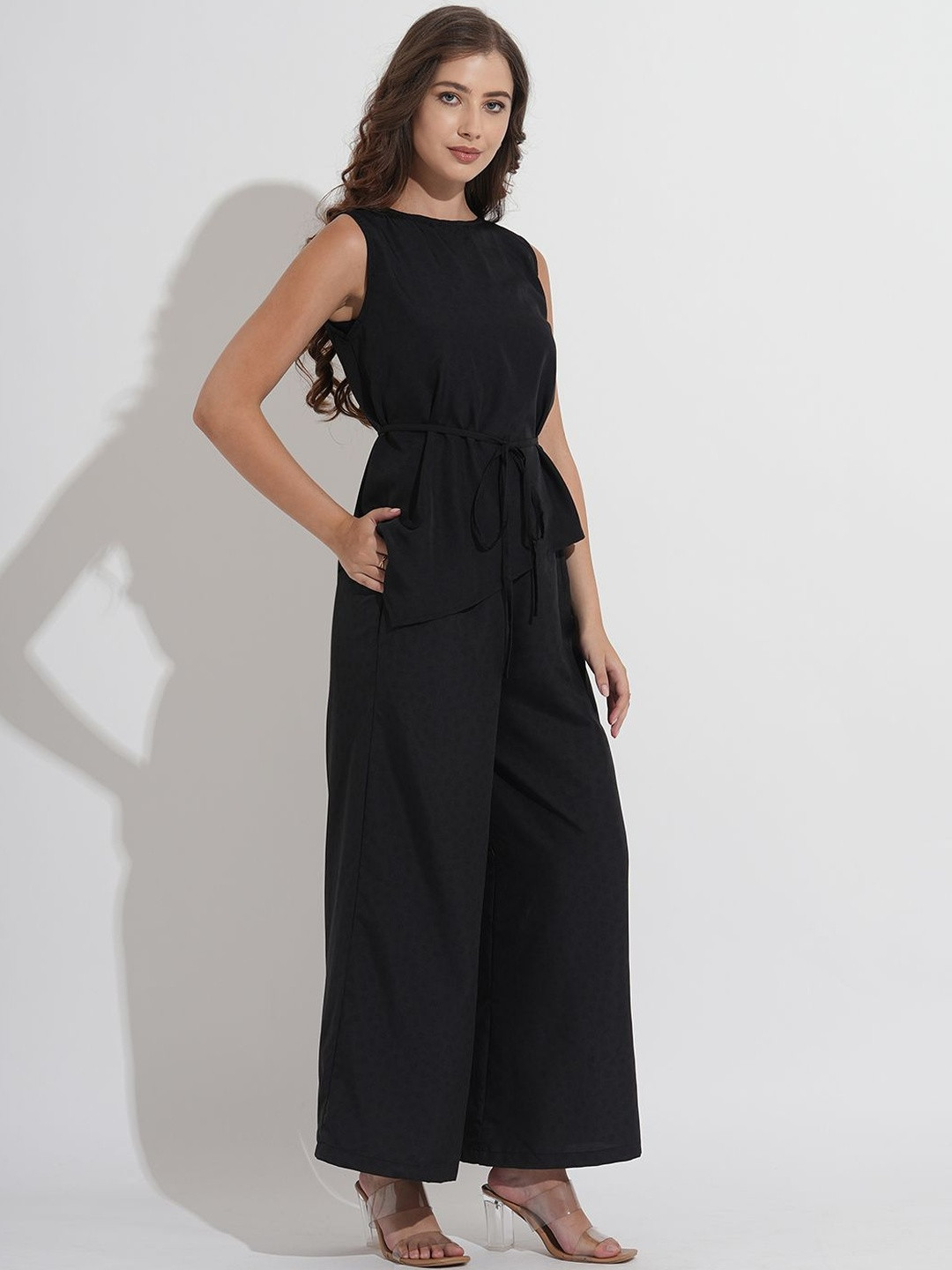 DressBerry Women Solid Asymmetric Top With Trouser Cordset