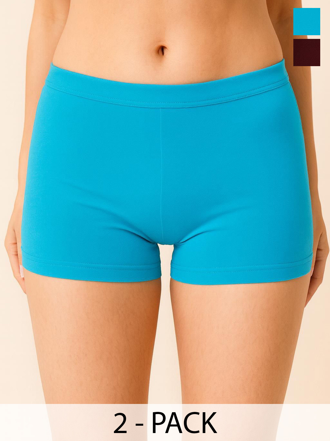 Apraa & Parma 2-Pc Mid-Rise Antimicrobial Boyshort Briefs AP SBT-33 Purple,Sky Blue XS-2