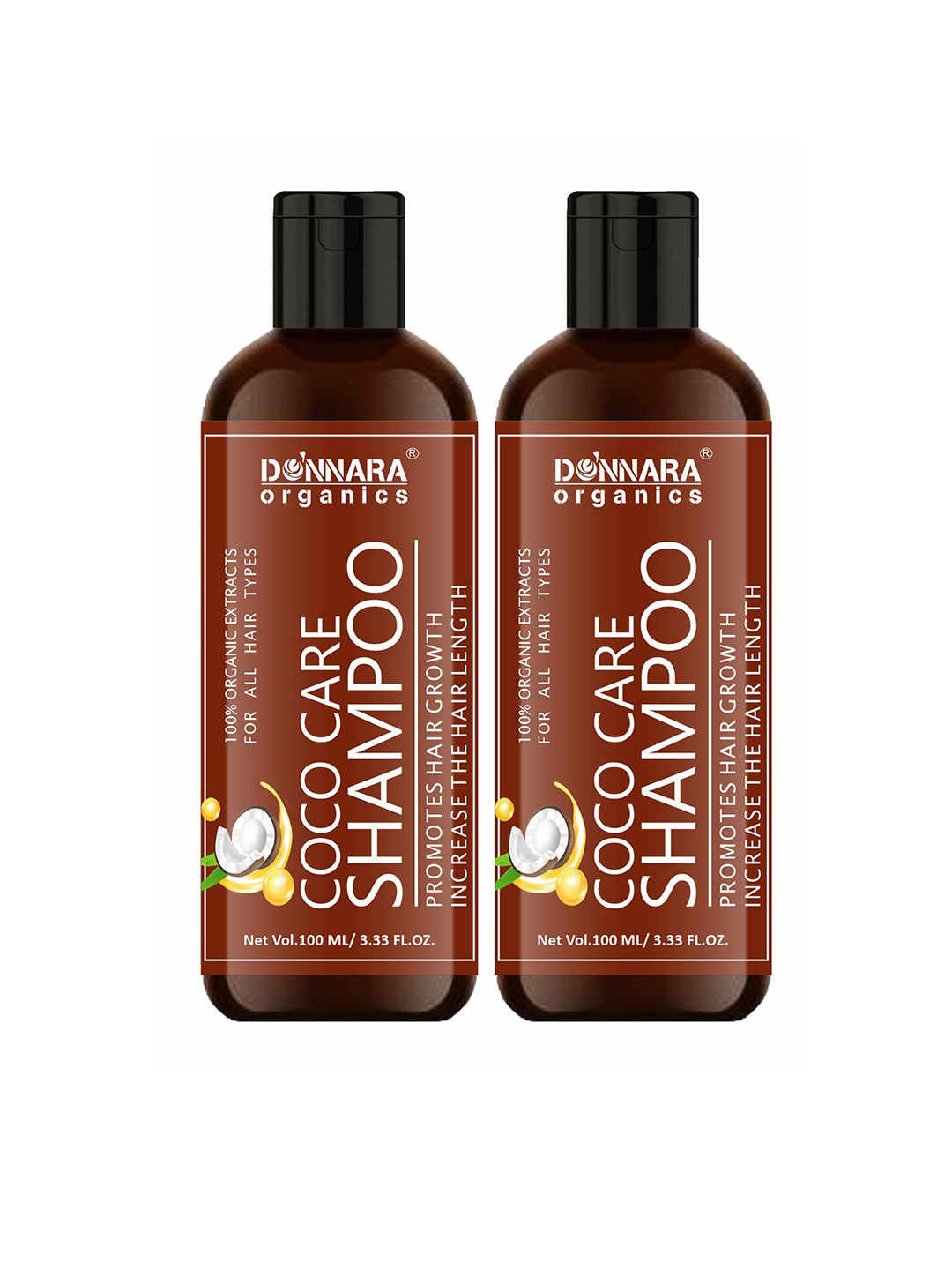Donnara Organics Set Of 2 Coco Care Shampoo With Coconut Extract - 100 ml Each