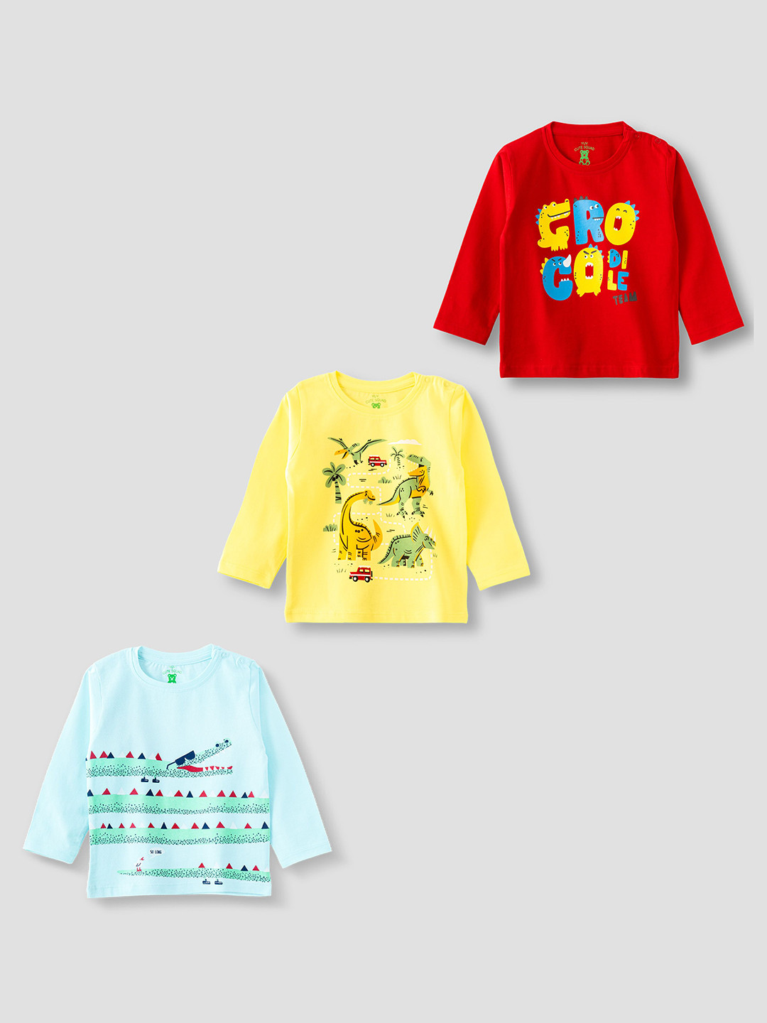 YUV Boys Pack of 3 Graphic Printed Round Neck Cotton T-shirts