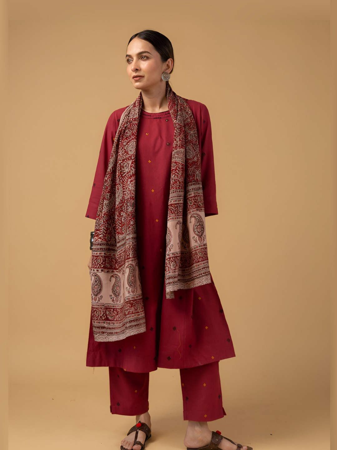 KUSVAA Women Samshini Handloom Cotton Kurta Pant Set