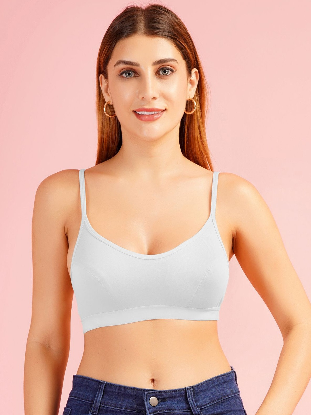 DressBerry Women White Seamed Non Padded Beginner Sports Bra