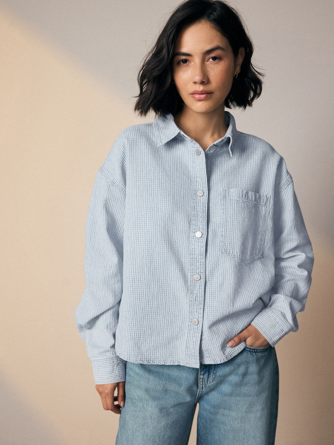 NEXT Micro Checks Pure Cotton Casual Shirt