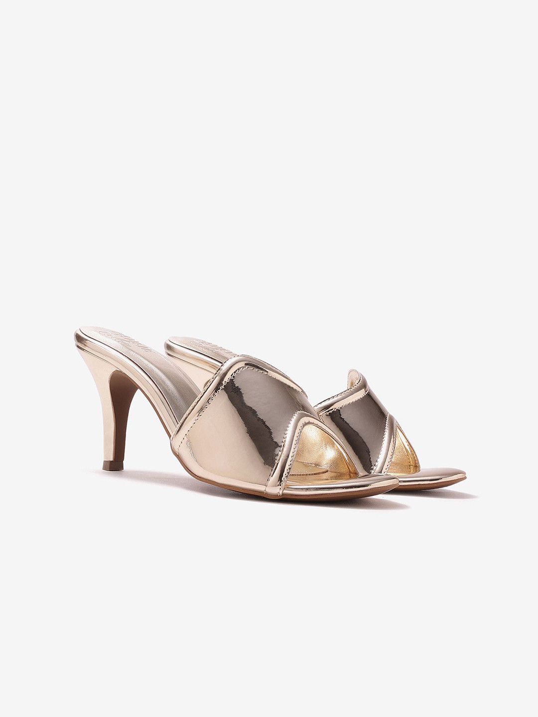 Pair ie Tales Women Metallic Leather Slim Heel Sandlas