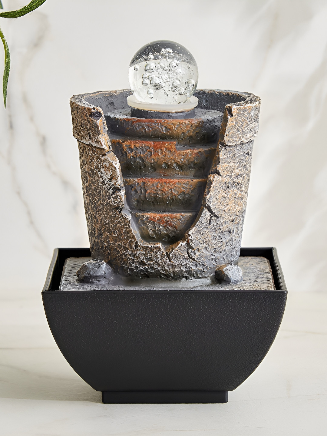 Home Centre Alpine Modern Grey Textured Rotating Ball Water Fountain