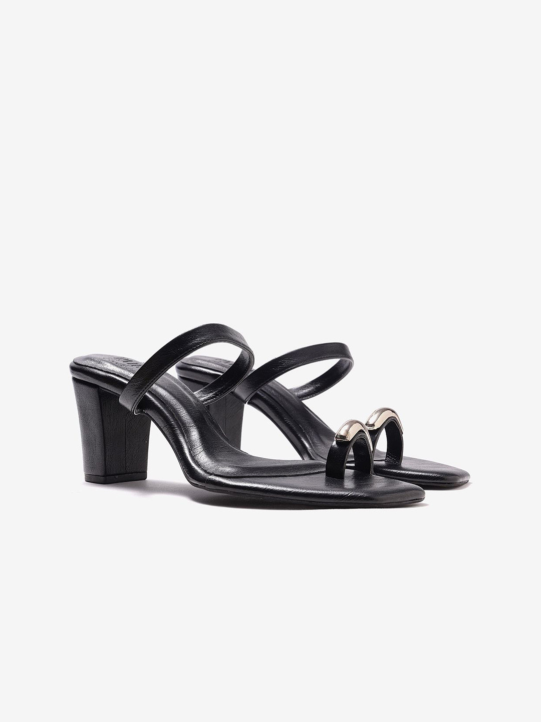 Pair ie Tales Women Western Embellished Leather Block Heels Sandals