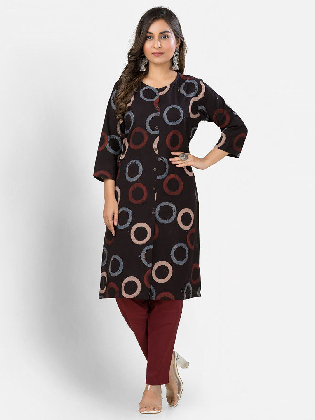Crazy Needle Geometric Printed Pure Cotton Straight Kurta
