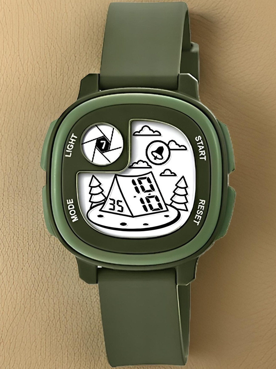 Otage Kids Patterned Dial & Textured Straps Digital Multi Function Watch Home Green1