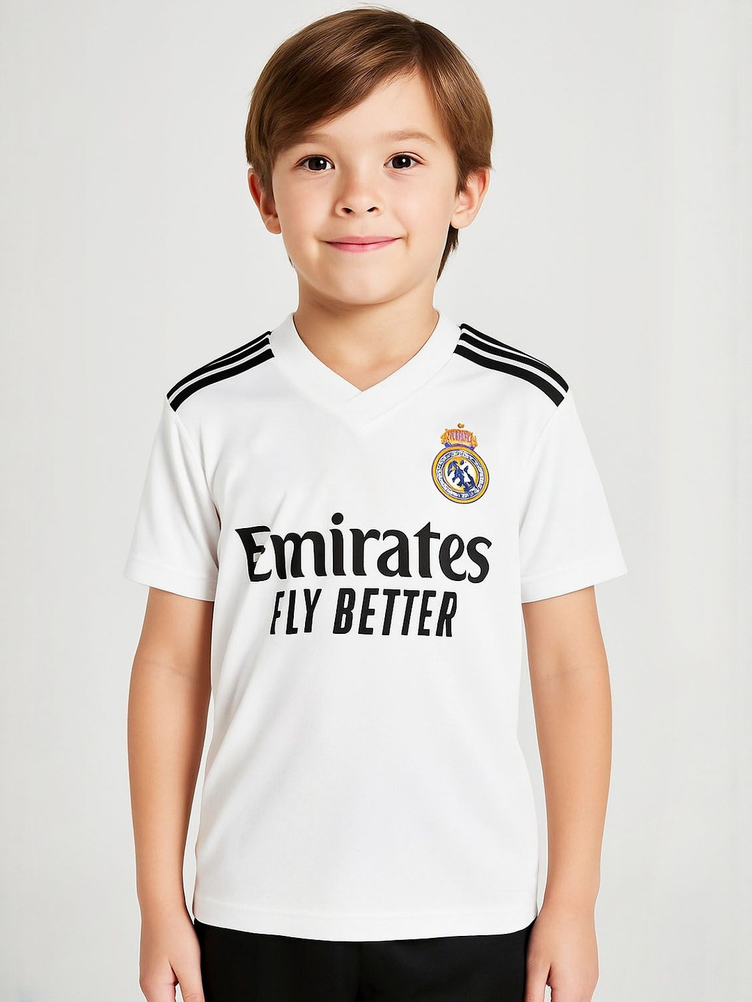 dostitch Boys White Polyester Printed  Jersey  T-shirt
