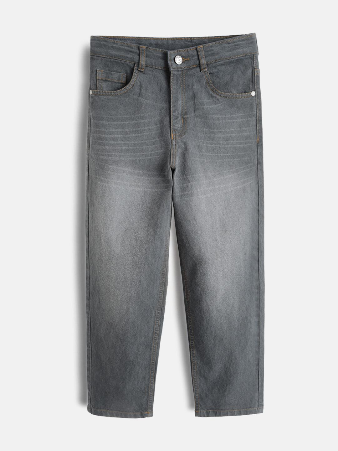 Urbano Juniors Boy's Light Grey Regular Fit Washed Stretchable Denim Jeans