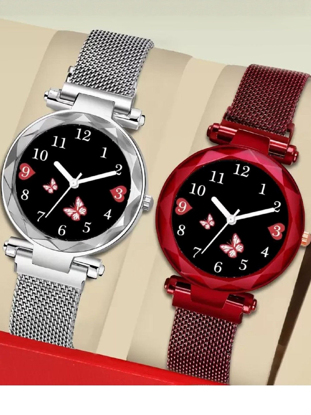 LAKSH Women Pack Of 2 Dial & Metal Straps Analogue Watch