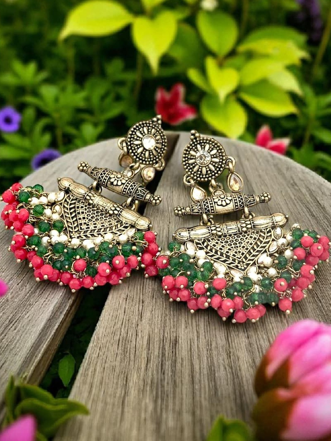 BFC - BUY FOR CHANGE Women Artificial Stones & Beaded Chandbalis Earrings
