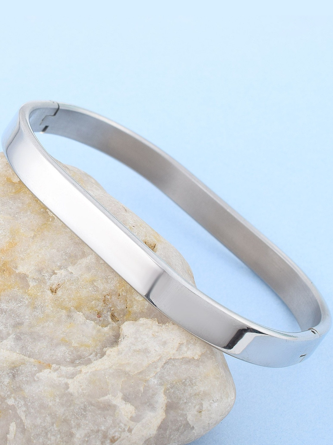 MEMOIR Silver-Plated Stainless Steel Openable Free size Bracelet Kada