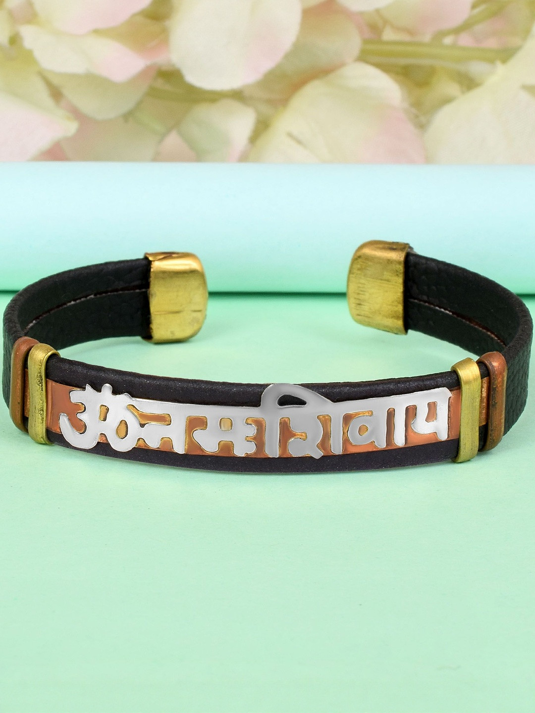 Missmister Unisex Brass Plated Om Namah Shivay Kada Bracelet