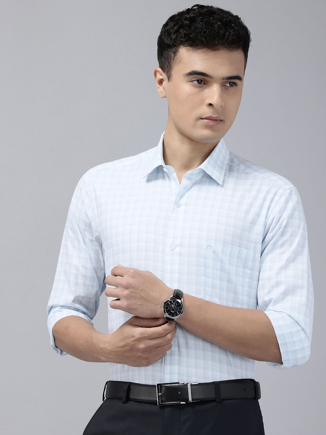 Arrow Manhattan Slim Fit Micro Checked Pure Cotton Formal Shirt