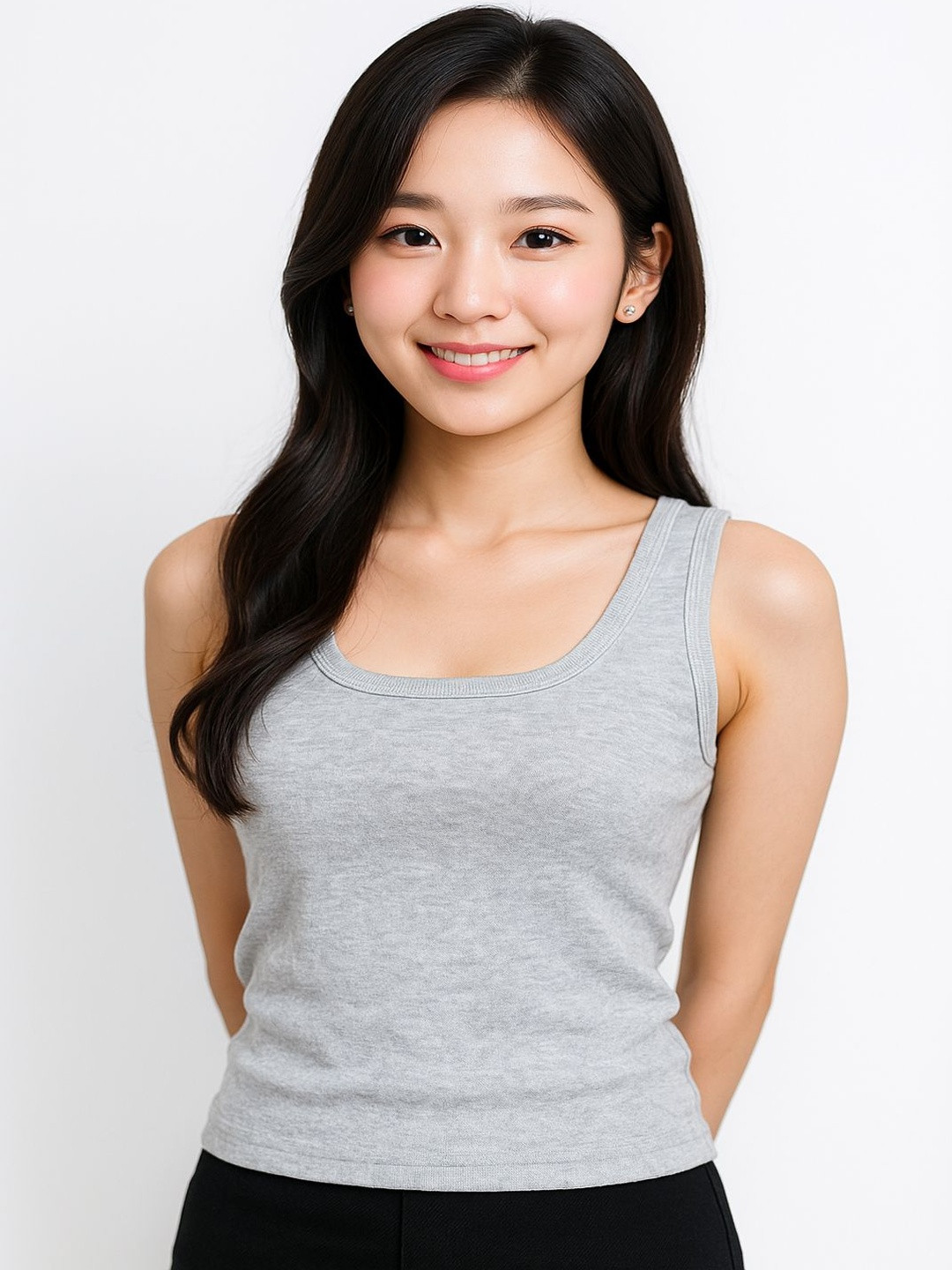 Cortica Women Pack Of 2 Black & Grey Cotton Based Comfortable Camisoles